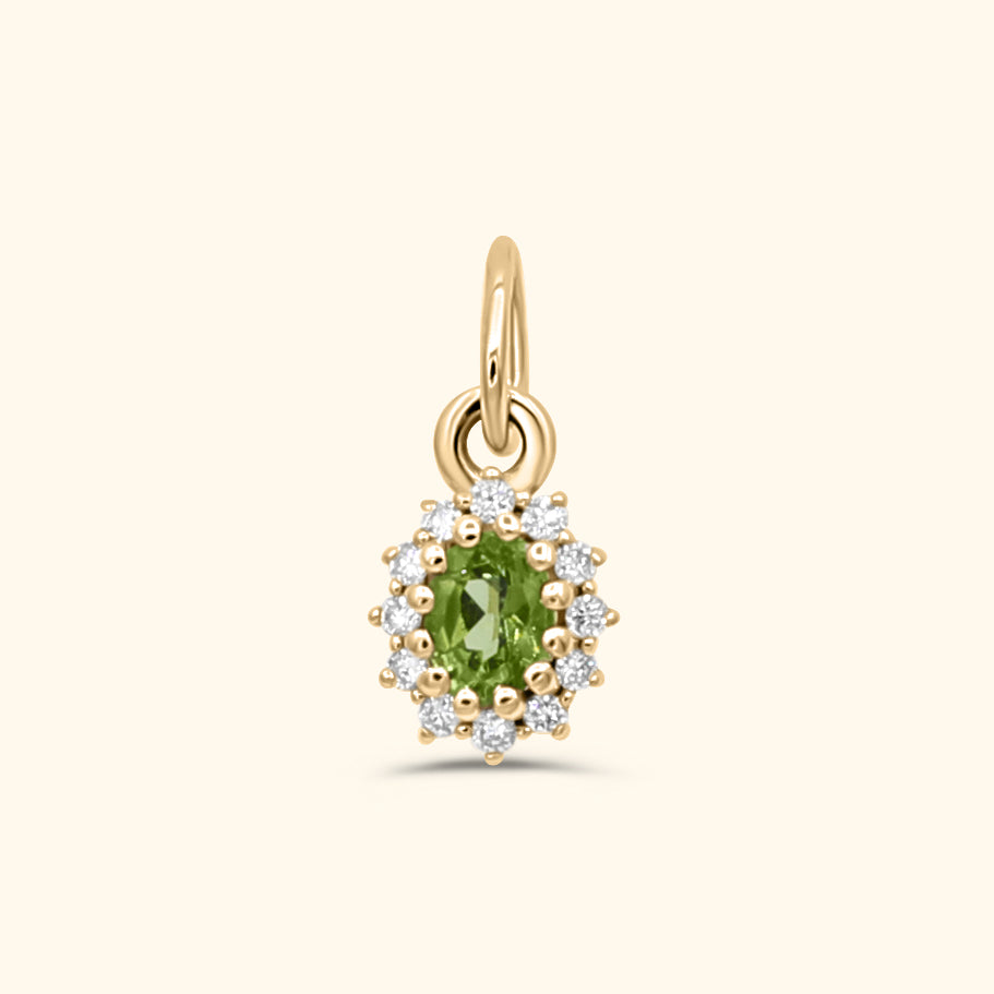Tiny Lady Diana hanger van 9 karaat met ovale groene toermalijn en fonkelende accenten – Josephina Jewelry